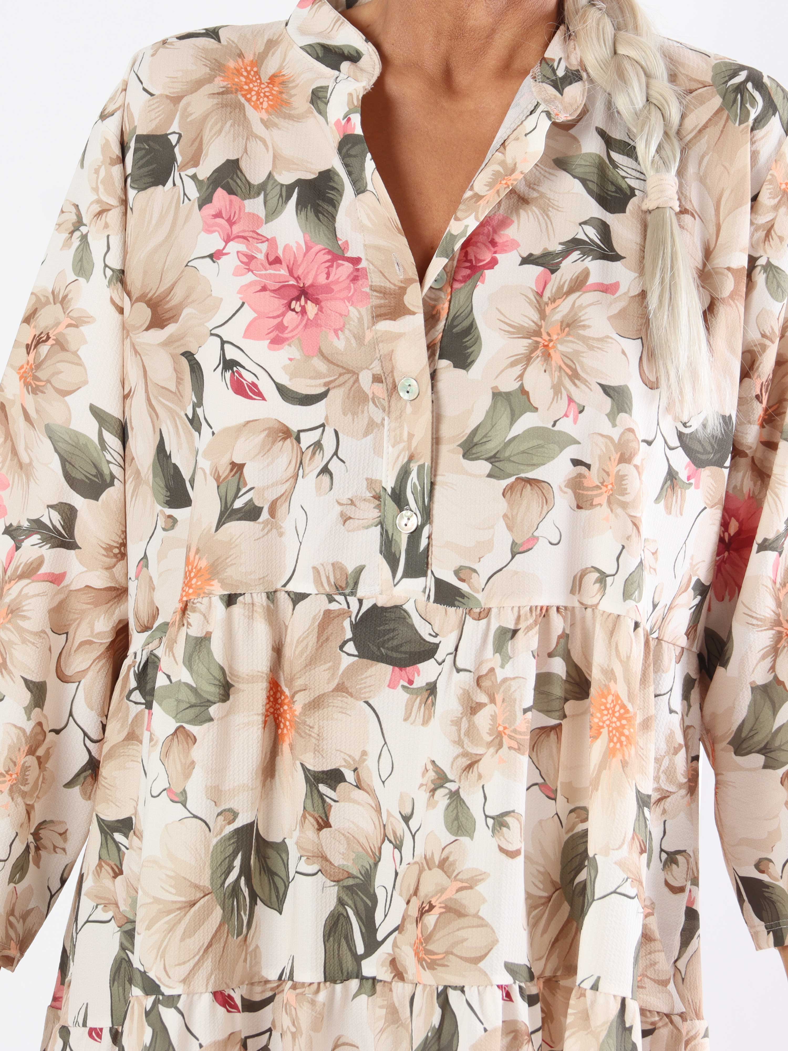 Flower Dress - Söt blommig plus size-klänning med lager-på-lager-look
